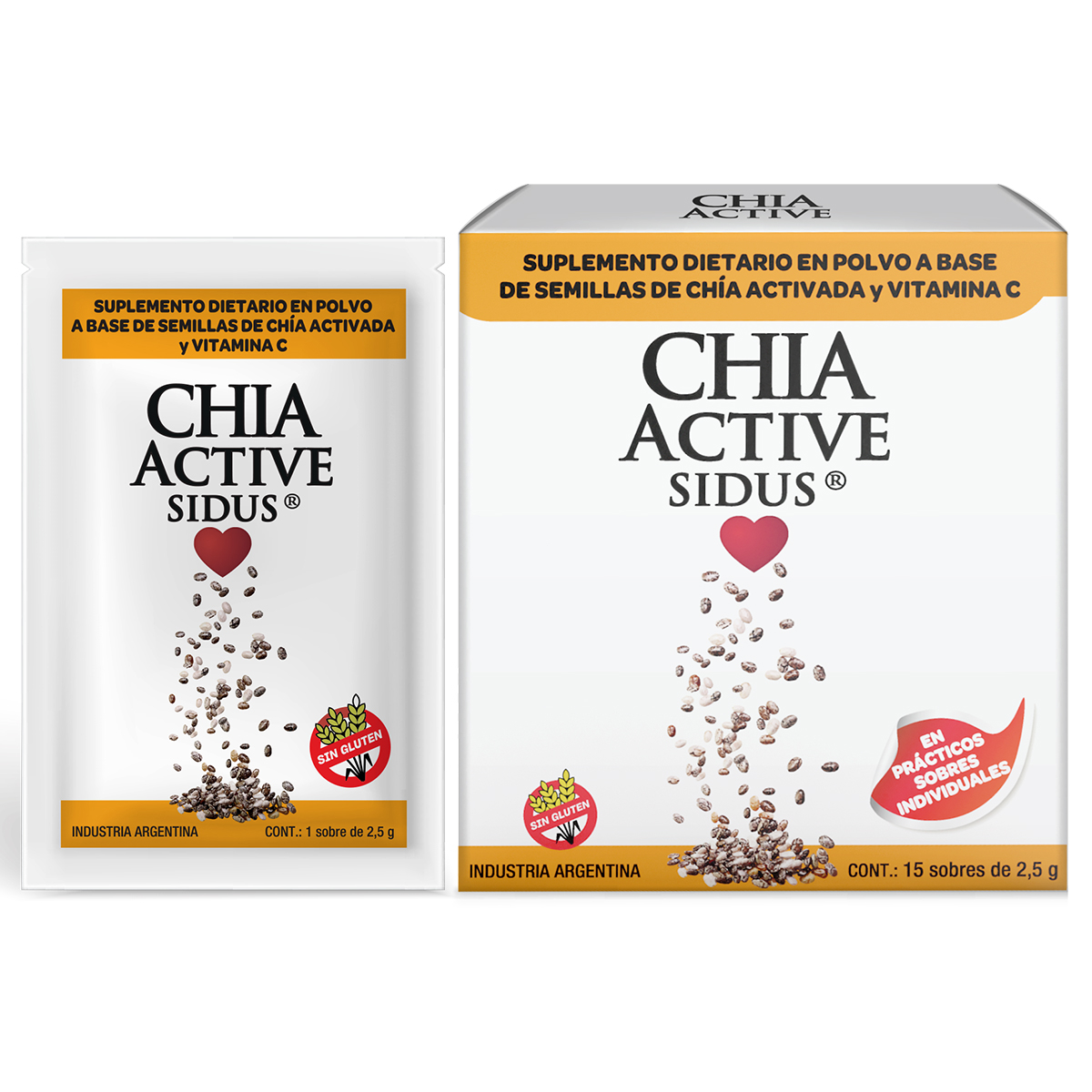 Pack 3 Chia Active Omega 3 + Vitamina C En Polvo