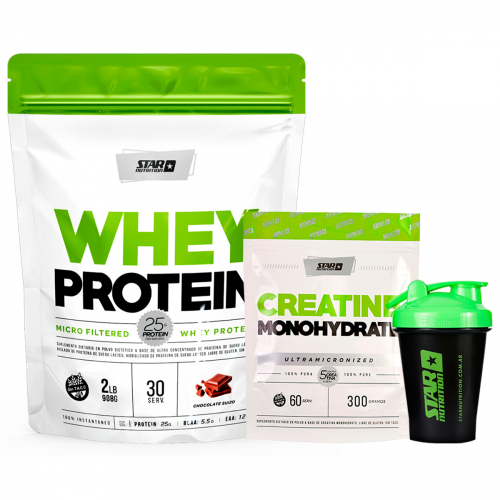 Combo Star Nutrition Whey Protein Chocolate + Creatina + Shaker