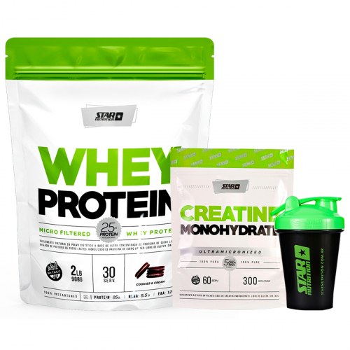 Combo Star Nutrition Whey Protein Cookies + Creatina + Shaker