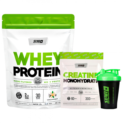 Combo Star Nutrition Whey Protein Vainilla + Creatina + Shaker