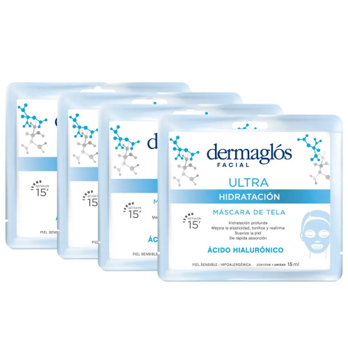 Pack 4 Dermaglós Ultra Hidratación Máscara De Tela
