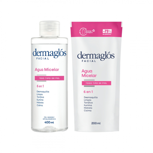 Combo Dermaglós Facial Agua Micelar + Refill