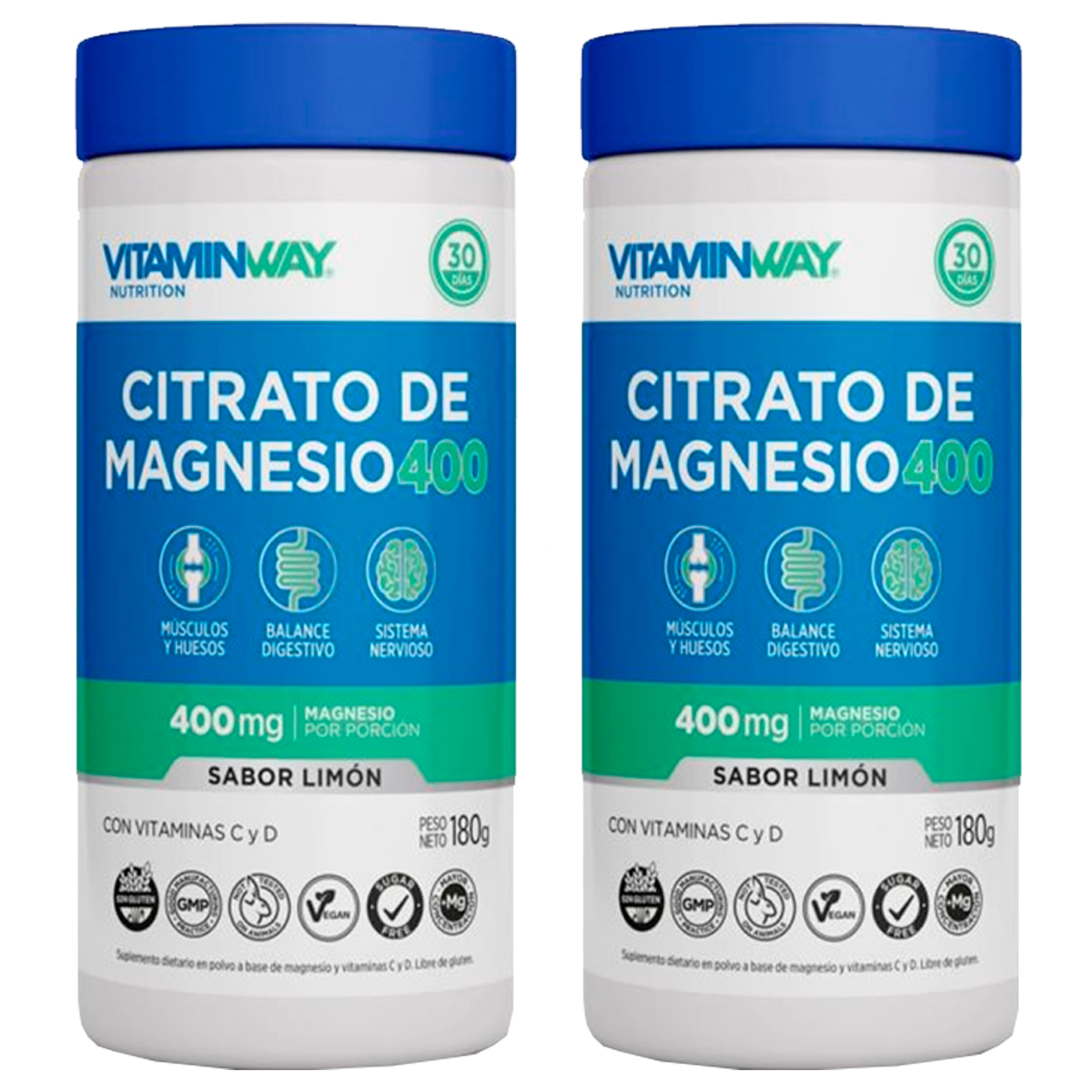 Pack 2 Vitamin Way Citrato De Magnesio 400 Polvo