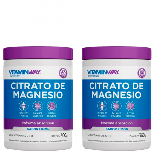 Pack 2 Vitamin Way Citrato De Magnesio Polvo X 360 Gramos