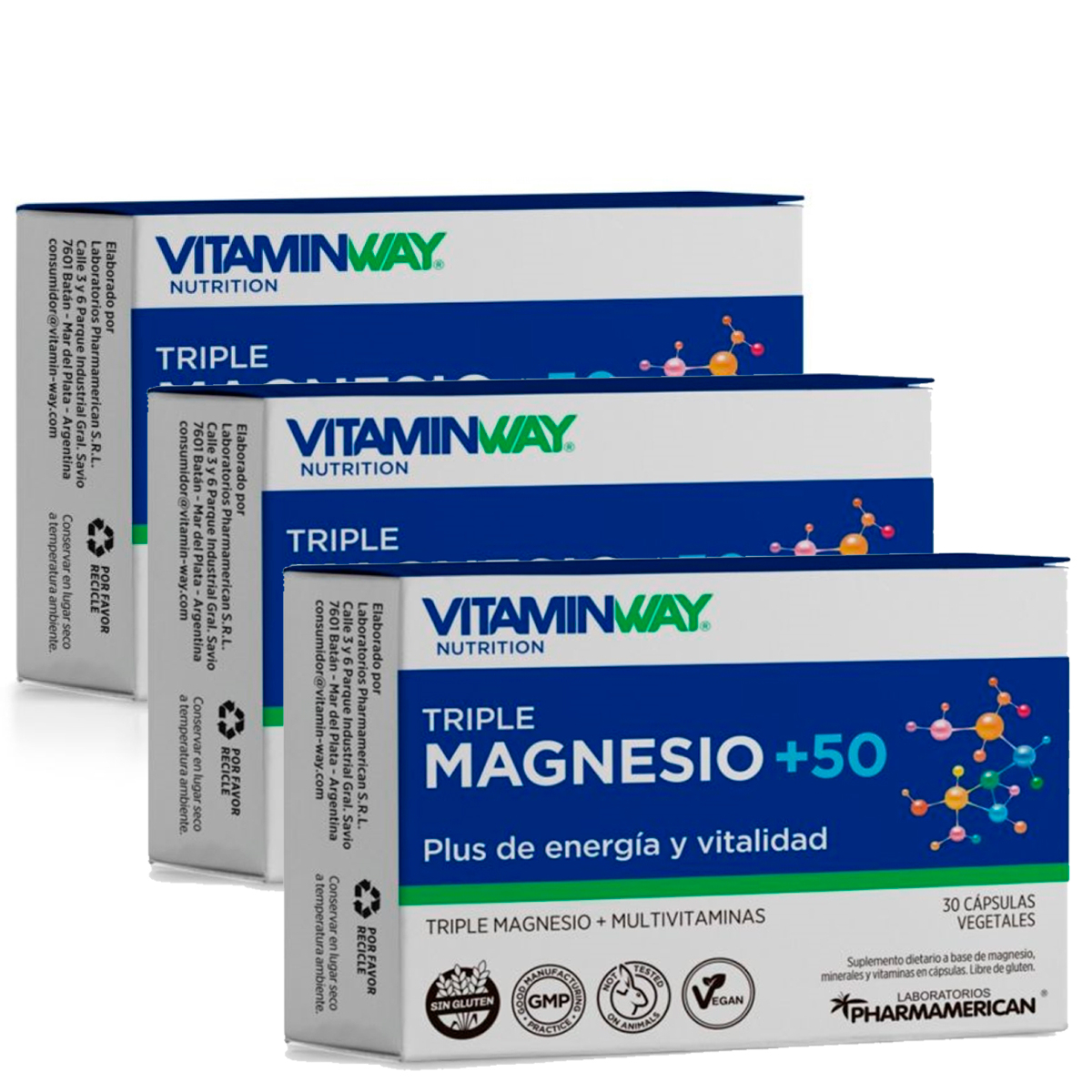 Pack 3 Vitamin Way Triple Magnesio +50