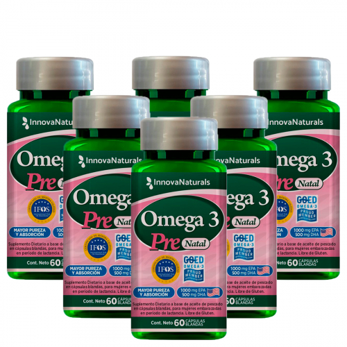 Pack 6 Innovanaturals Omega 3 Pre Natal Suplemento