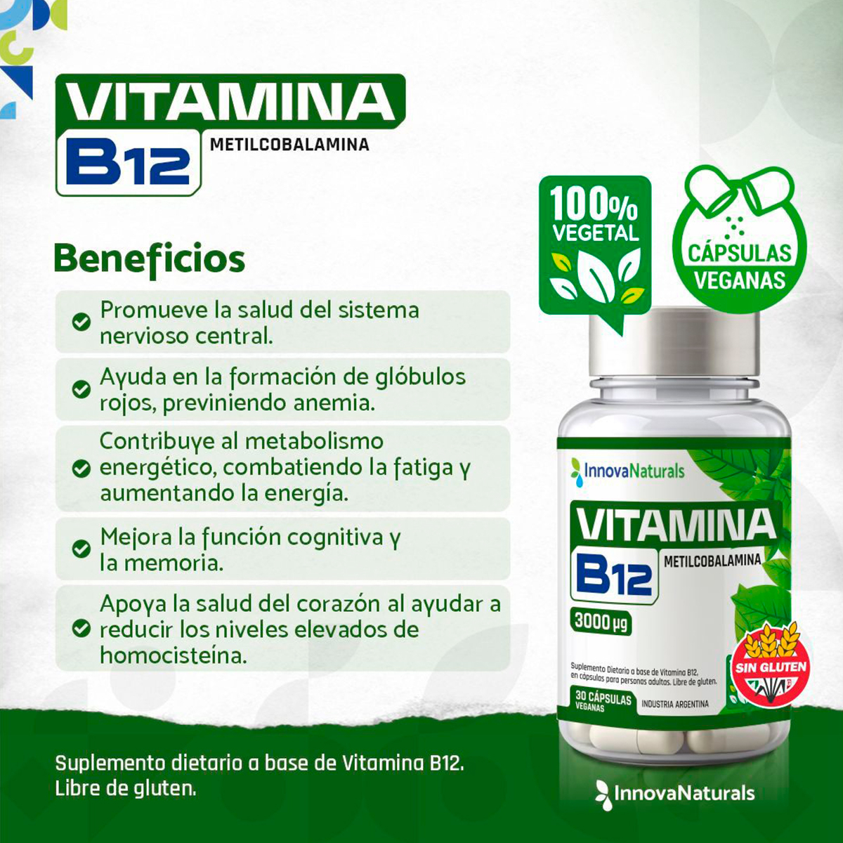 Pack 6 Innovanaturals Vitamina B12 Metilcobalamina