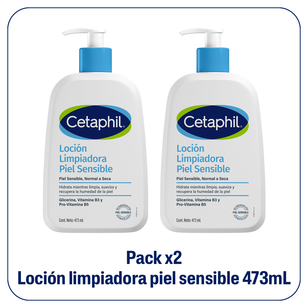 Pack 2 Cetaphil Loción Limpiadora Piel Seca Y Sensible X 473ml