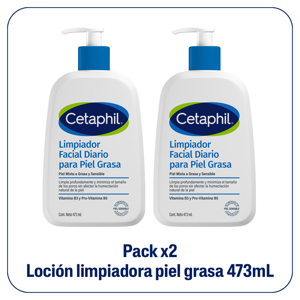 Pack 2 Cetaphil Loción Limpiadora Facial Pieles Mixtas A Grasas
