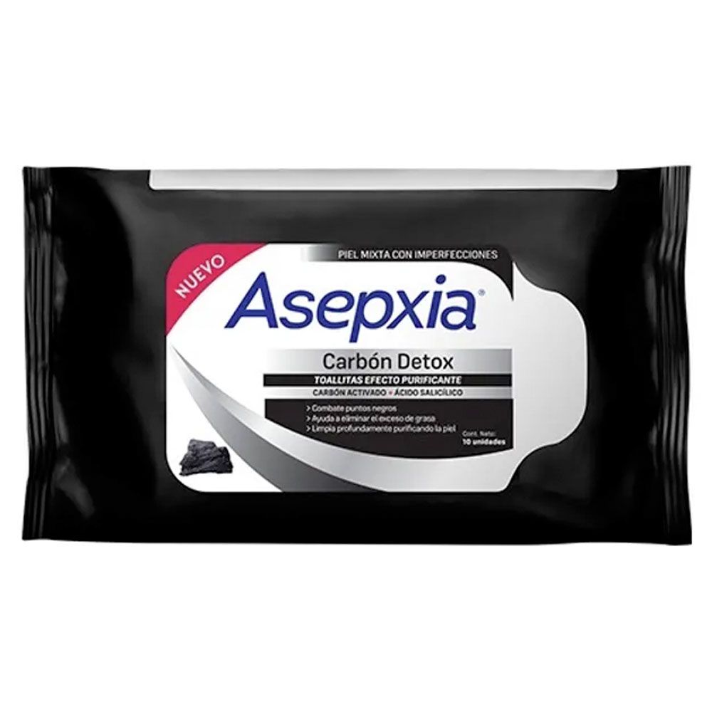 estrecho clérigo Será Asepxia carbón detox toallitas limpiadoras efecto purificante - Farmacia  Leloir - Tu farmacia online las 24hs