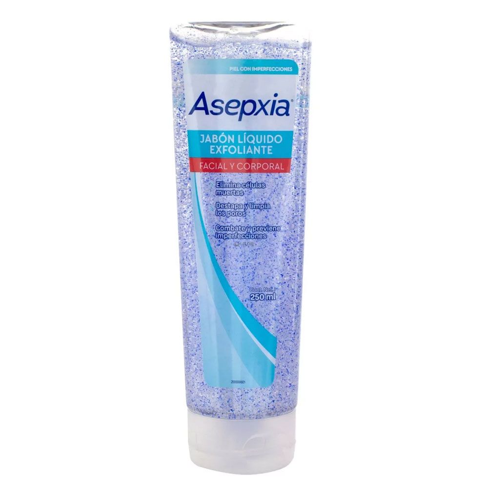 Asepxia jabón lí­quido exfoliante facial y corporal