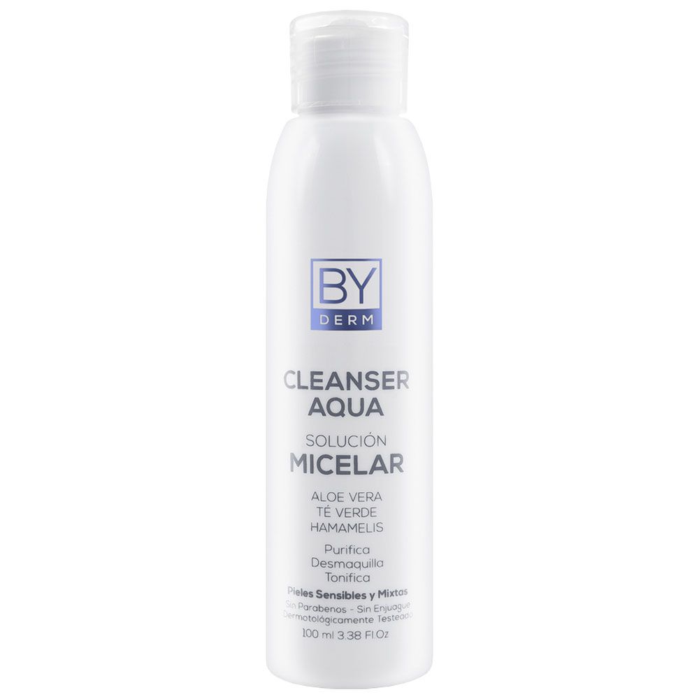 By derm cleanser aqua solución micelar pieles sensibles