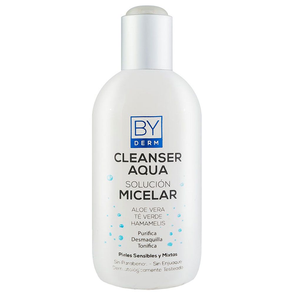 By derm cleanser aqua solución micelar pieles sensibles