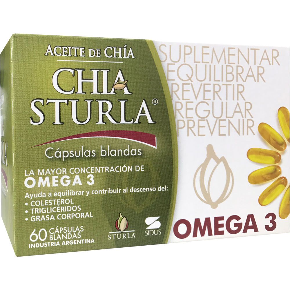 Chí­a sturla aceite de chí­a omega 3 en cápsulas