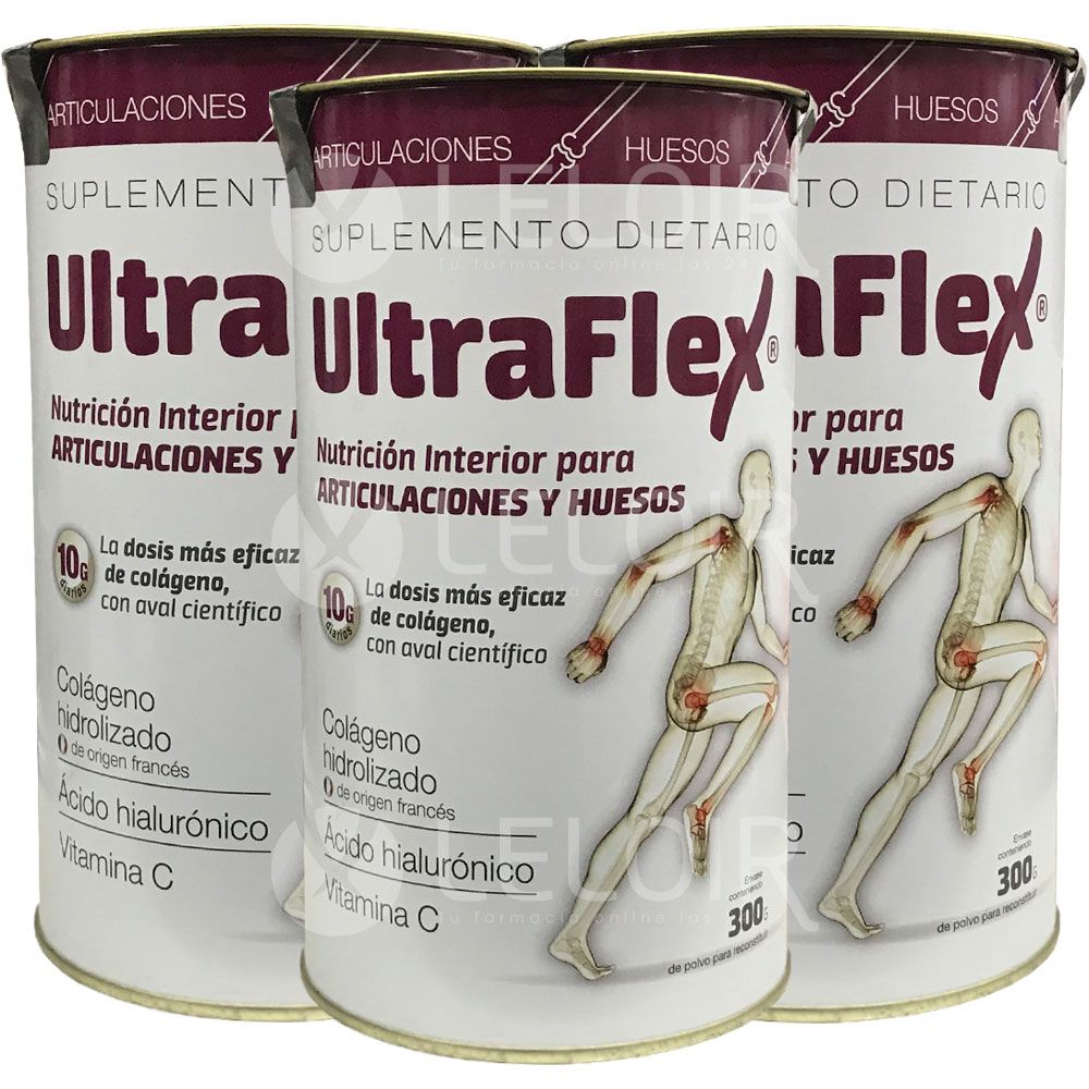 Pack 3 ultraflex colágeno hidrolizado en polvo