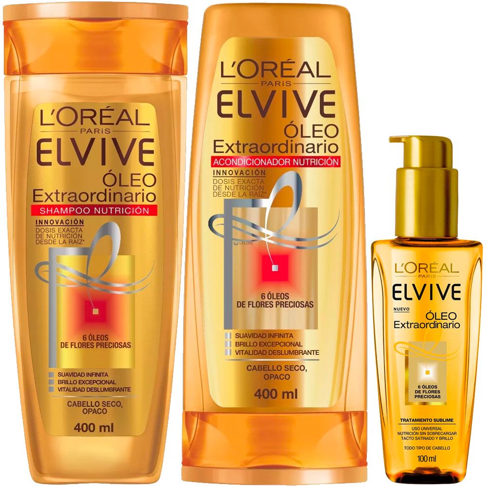 Loreal Paris - Pack Champú Elvive Aceite Extraordinario - Cabello seco