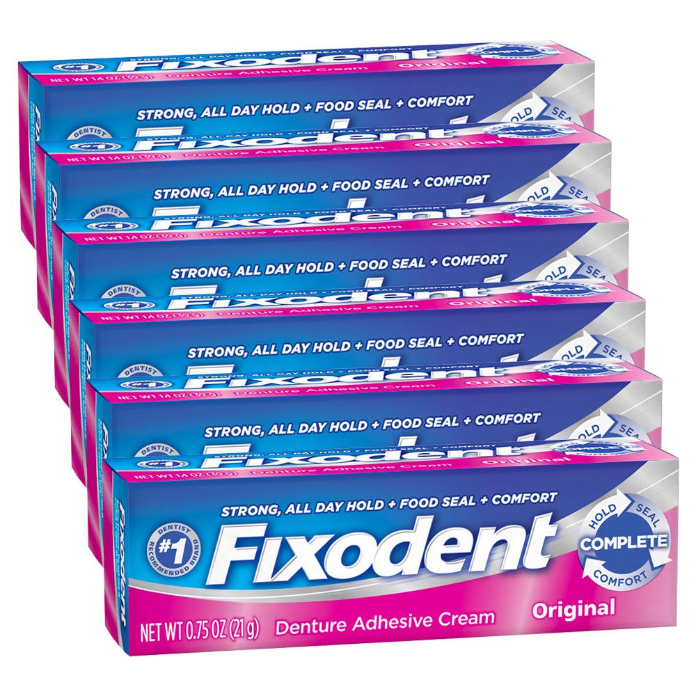 Pack 6 fixodent original adhesivo para prótesis dental