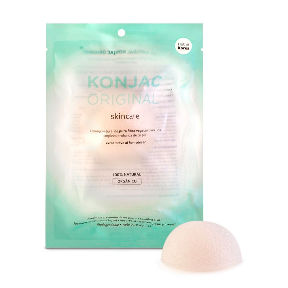 Konjac esponja facial blanca de pura fibra vegetal natural