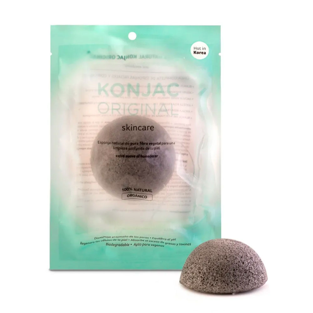 Konjac esponja facial negra cenizas activas bambú natural
