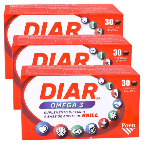 Pack 3 Diar Omega 3 Cápsulas De Aceite De Krill Puro