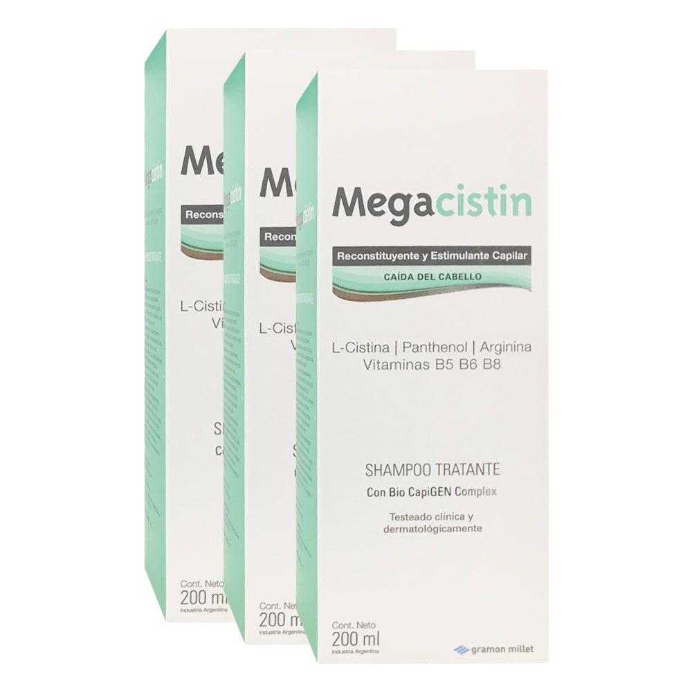 Pack 3 megacistin shampoo anticaída x 200ml