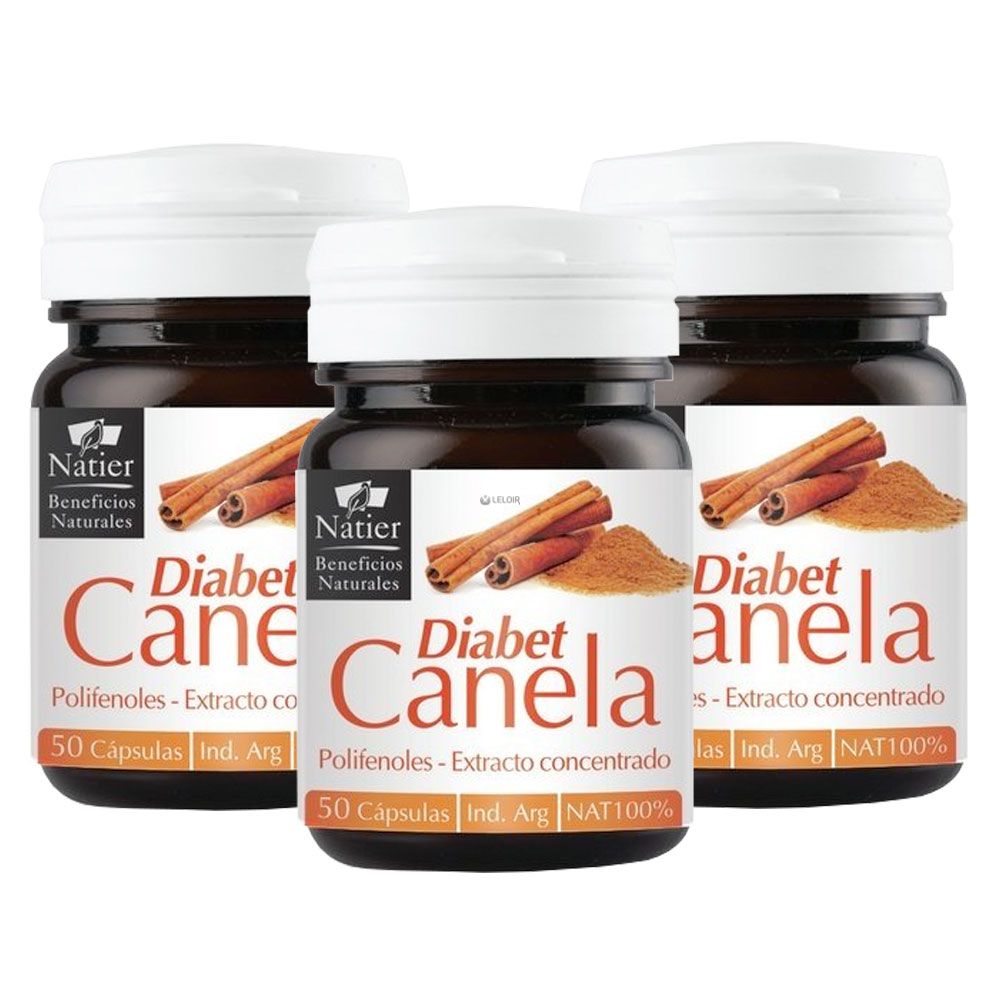 Pack 3 natier diabet canela cápsulas