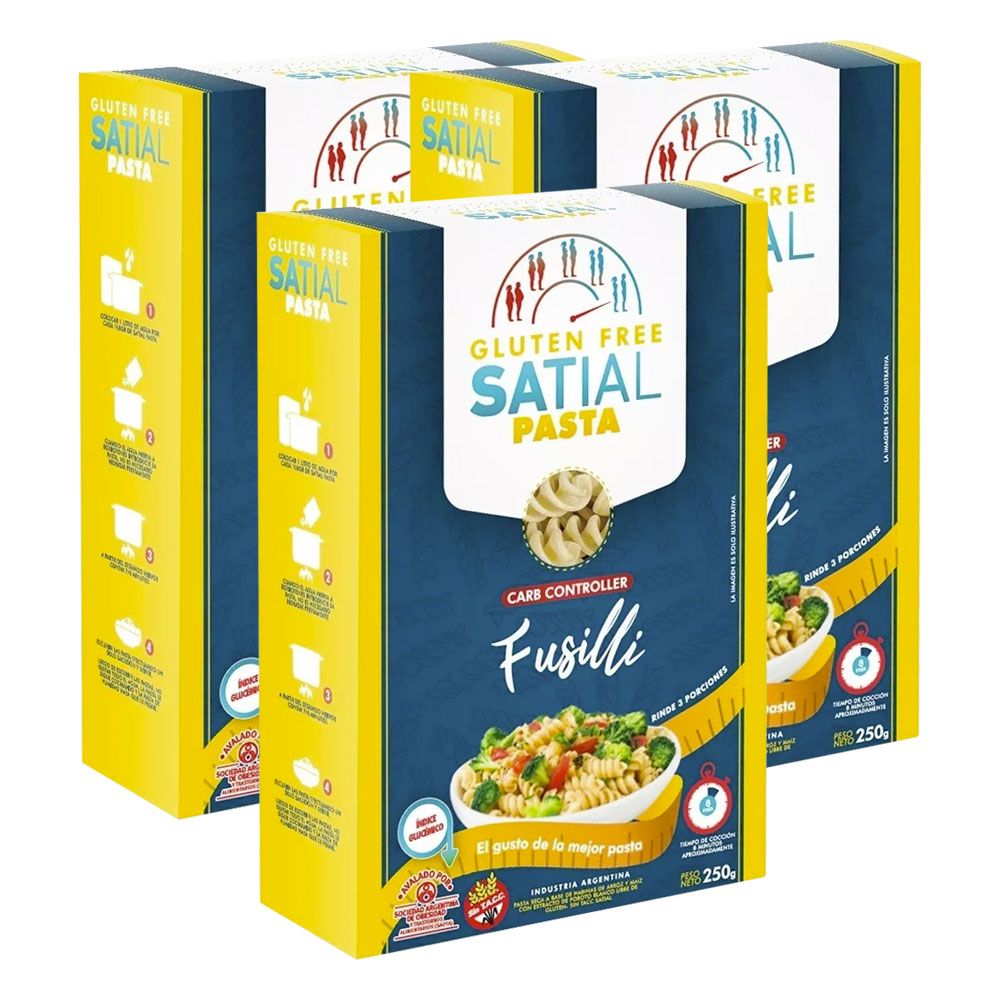 Pack 3 satial carb controller pasta fusilli gluten free