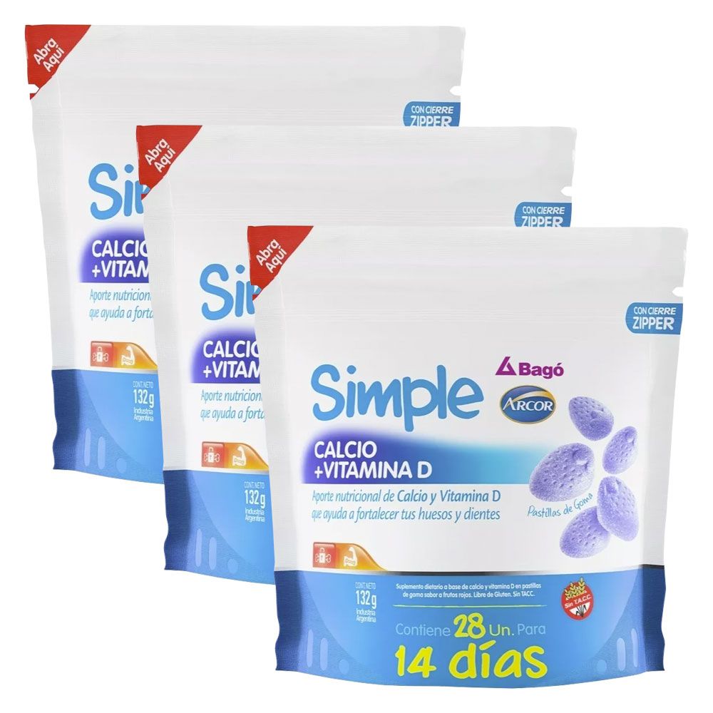 Pack simple calcio vitamina d en bolsas