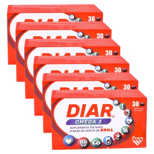 Pack 6 Diar Omega 3 Cápsulas De Aceite De Krill Puro