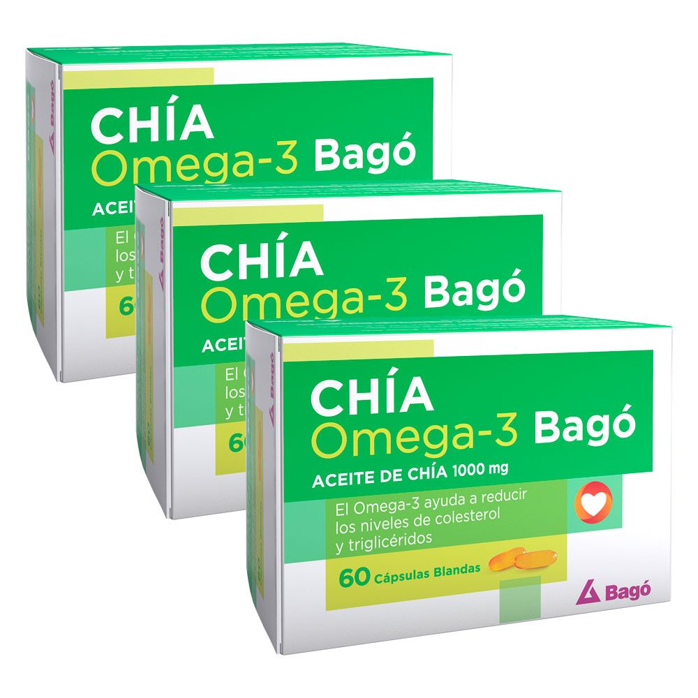 Pack Chia Omega 3 Bagó Aceite De Chia 180 Cápsulas