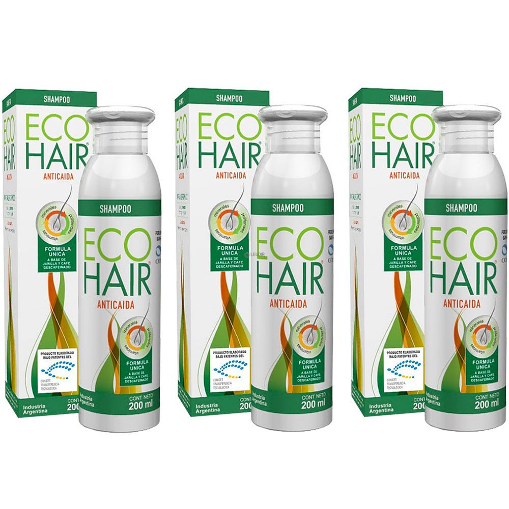 Pack ecohair shampoo anticaída 3 unidades