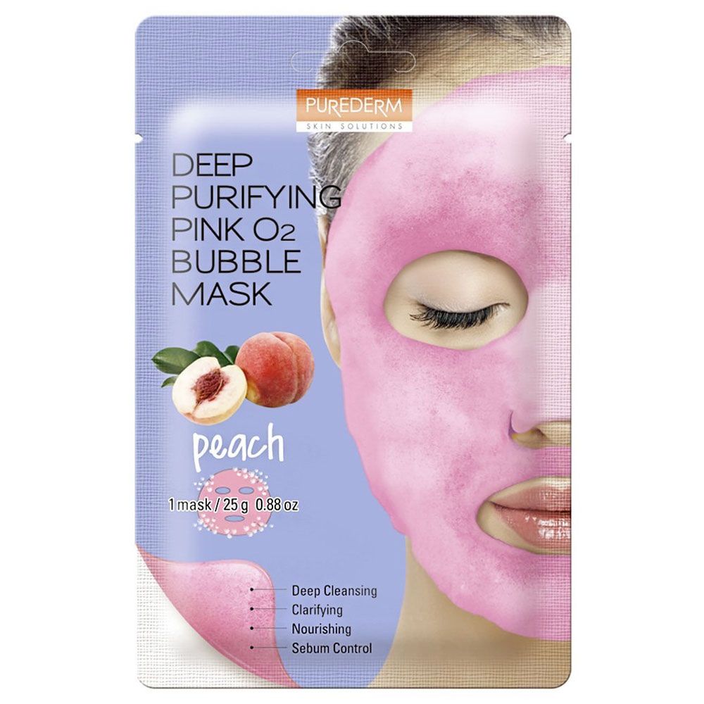 Purederm deep puryfing pink o2 bubble mask peach