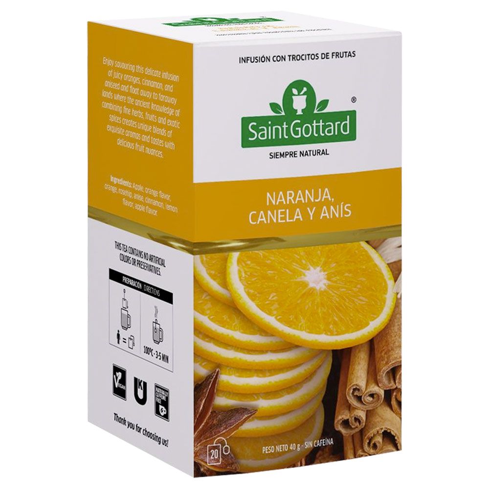 Saint gottard té de naranja canela y anís en saquitos