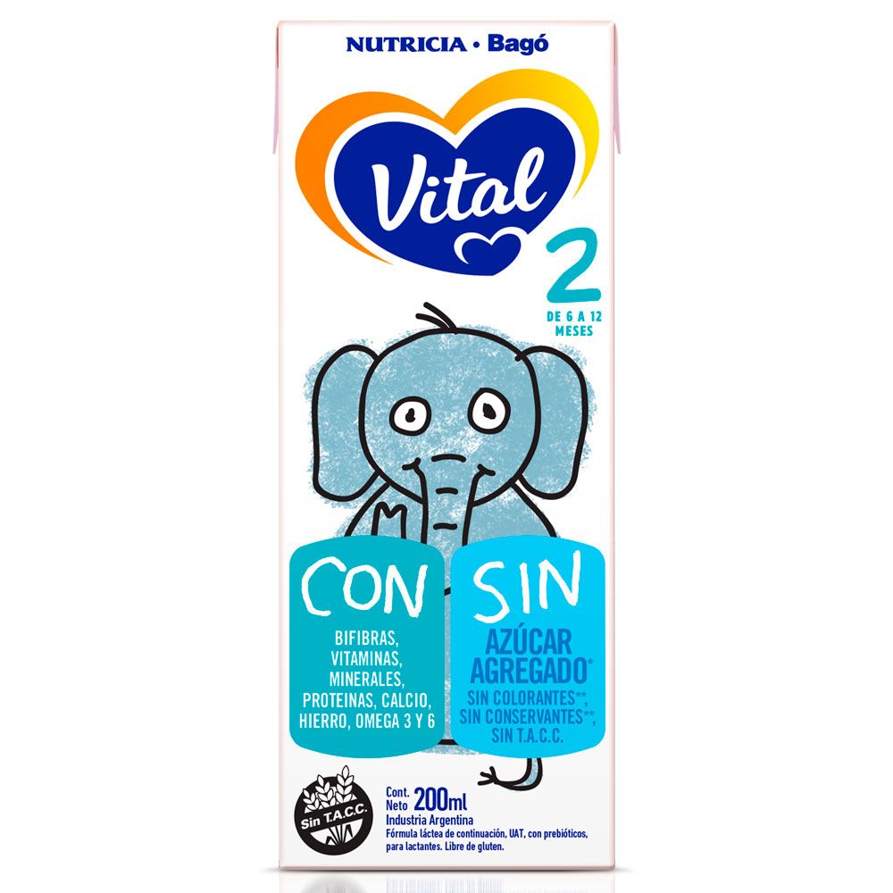 Vital 2 leche nueva fórmula 6 a 12 meses brick
